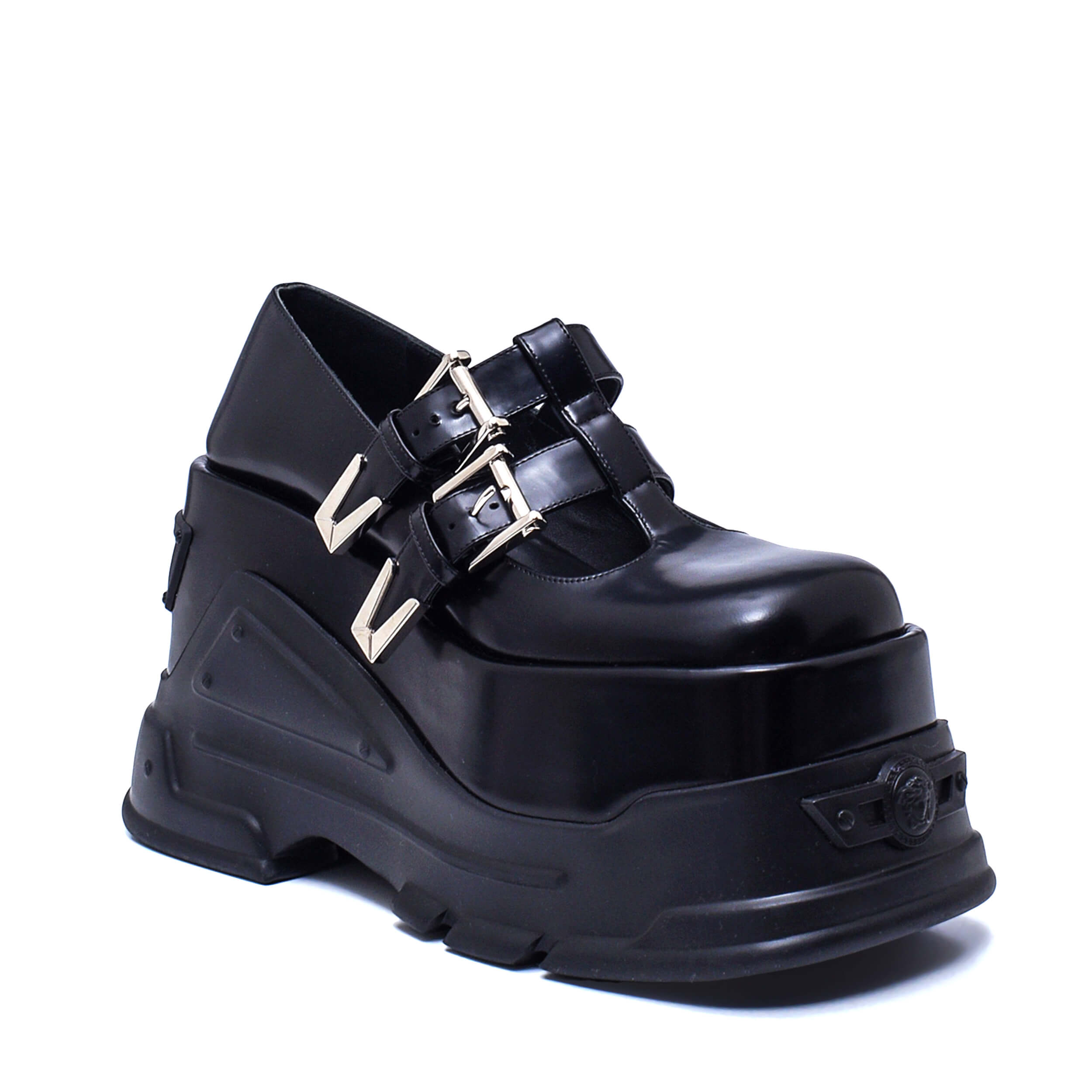 Versace - Black Leather Medusa Anthem Platform Mary Jane Pumps / 38